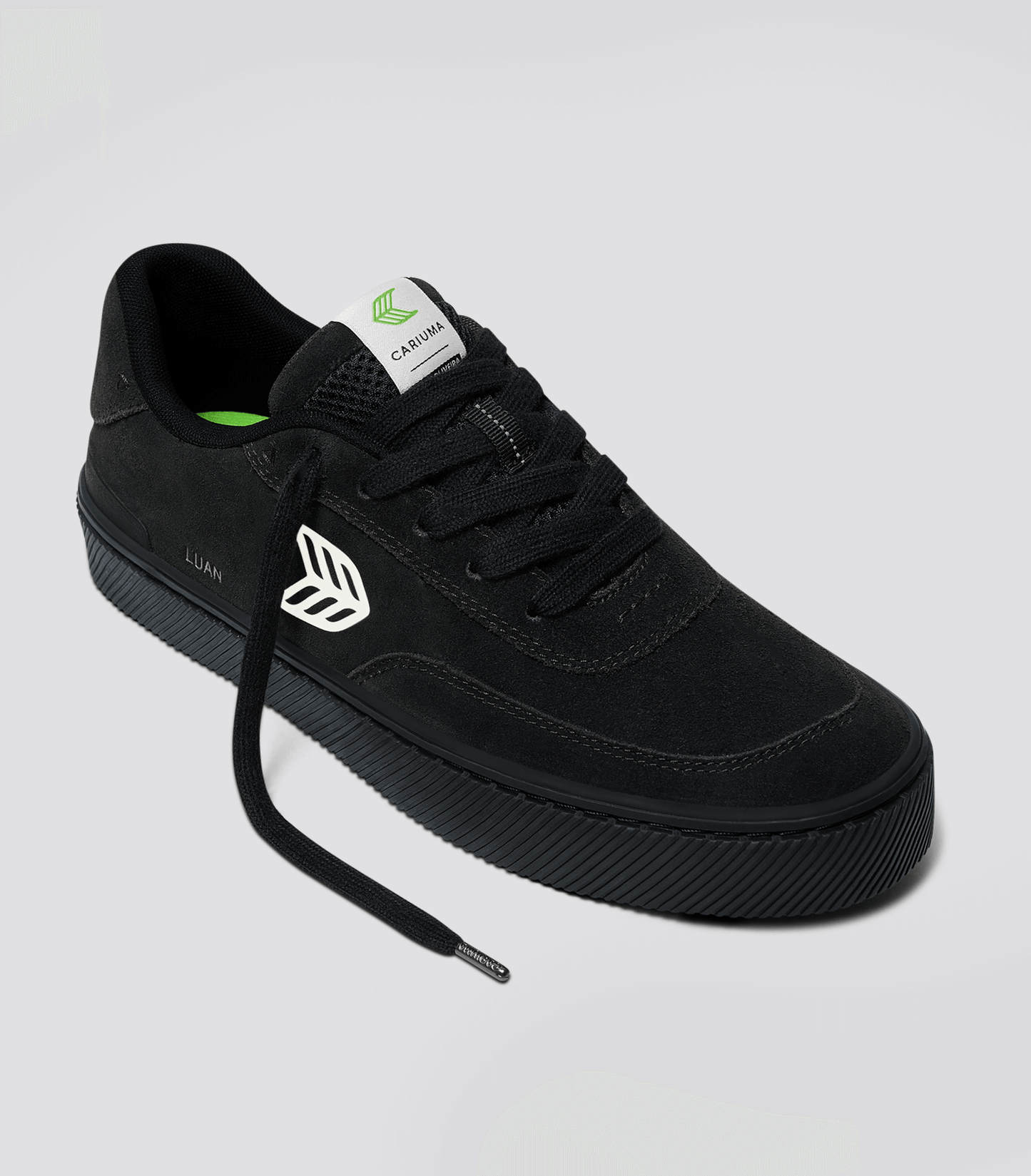 LUAN PRO All Black Suede Ivory Logo Sneaker