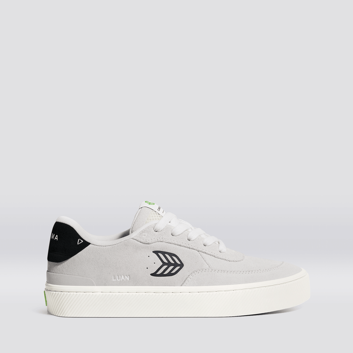 LUAN PRO Smoke White Suede Black Logo Sneaker