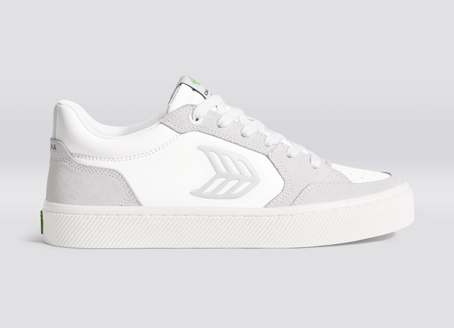 VALLELY White Leather Smoke White Suede Ice Logo Sneaker