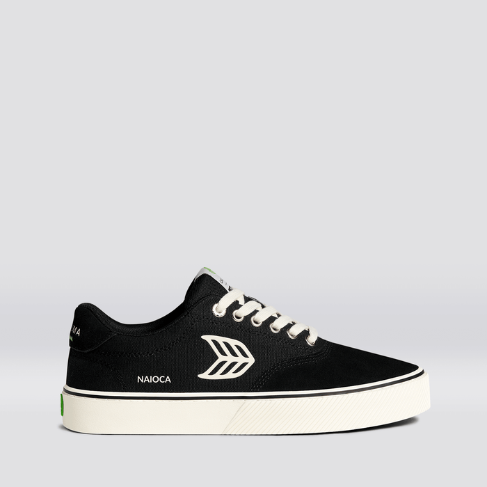 NAIOCA PRO Black Suede and Canvas Ivory Logo Sneaker