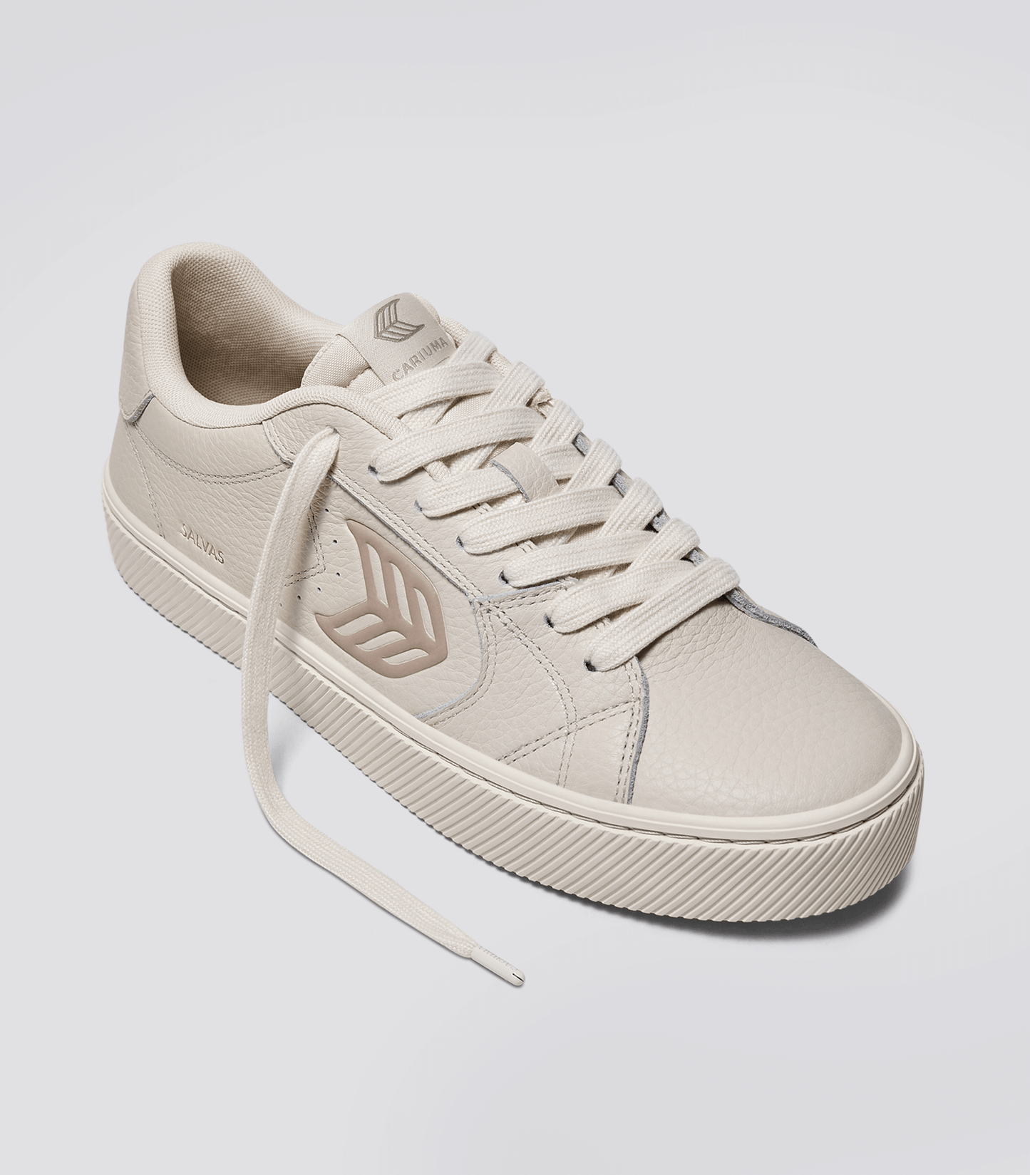 SALVAS All Almond Milk Premium Leather Plaza Taupe Logo Sneaker