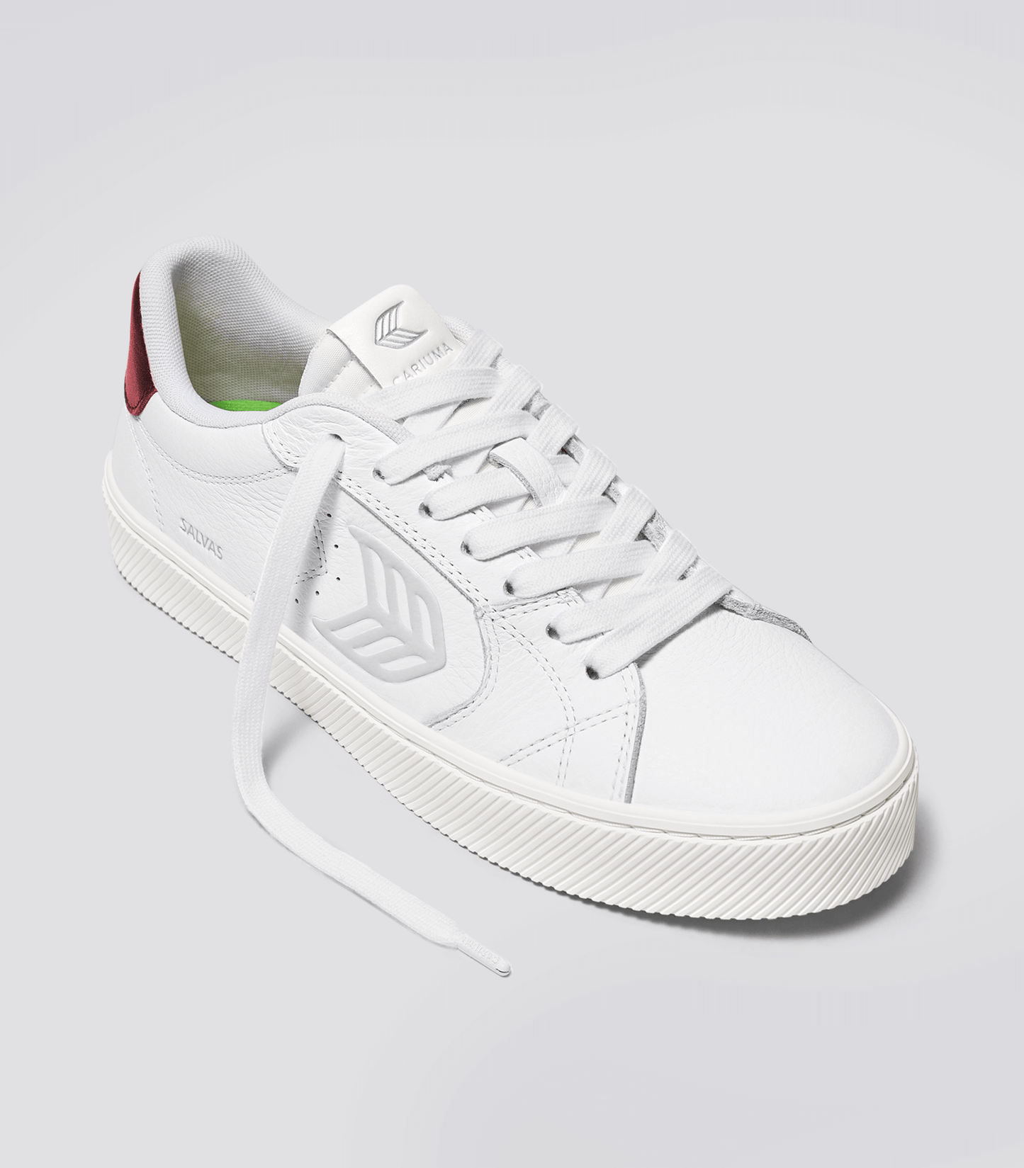 SALVAS White Premium Leather Ice Logo Metallic Red Sneaker