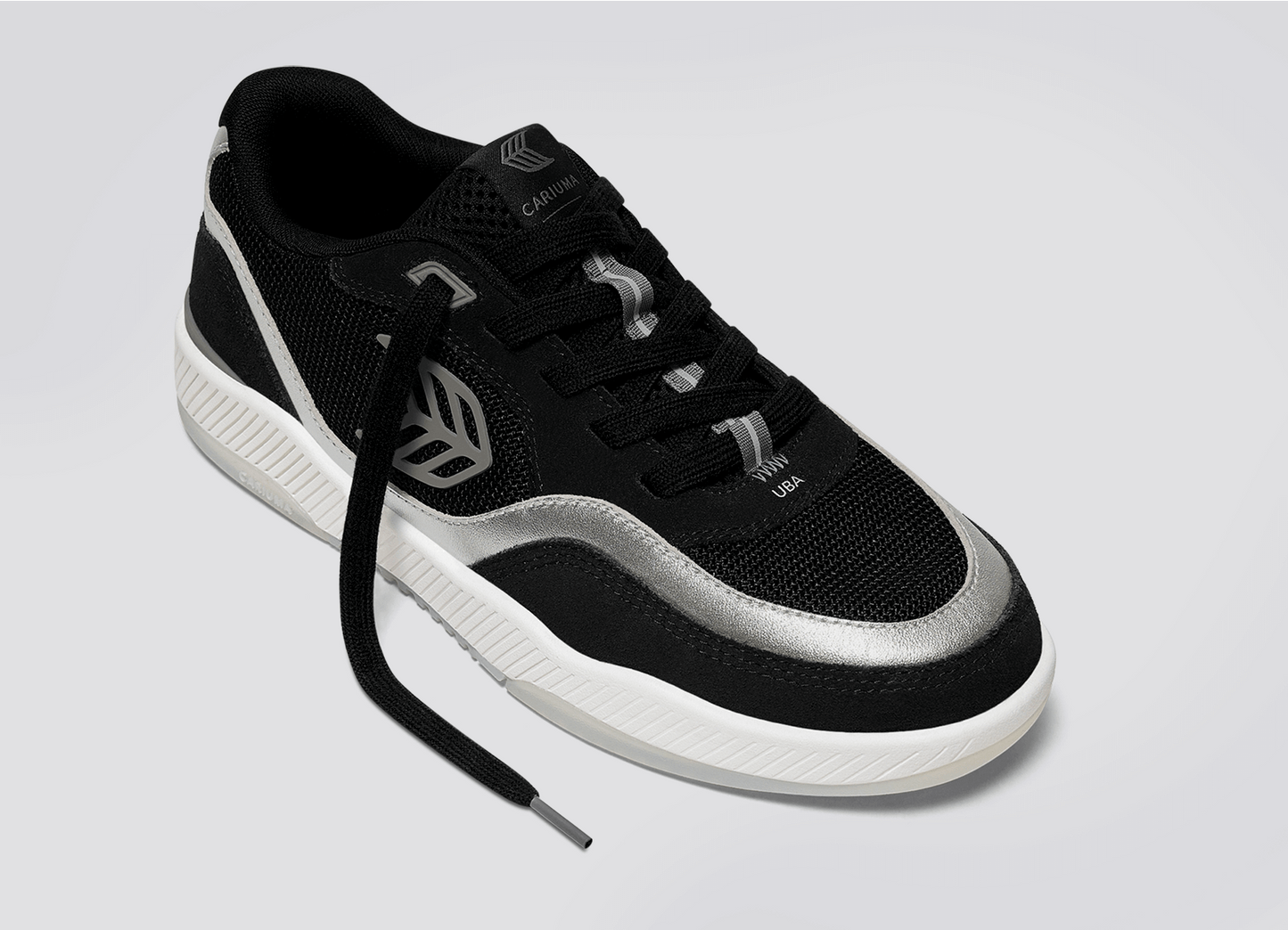 UBA PRO Black Suede and Mesh Silver Accents Sneaker