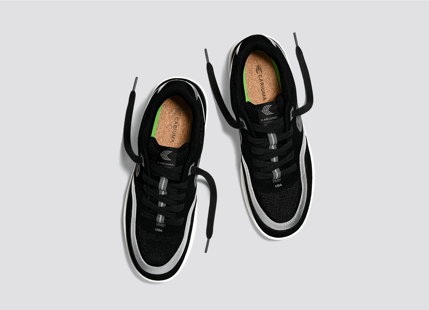 UBA PRO Black Suede and Mesh Silver Accents Sneaker