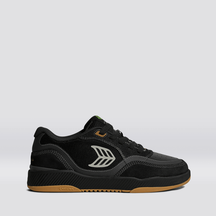 UBA PRO Black Suede and Mesh Silver Cloud Logo Sneaker