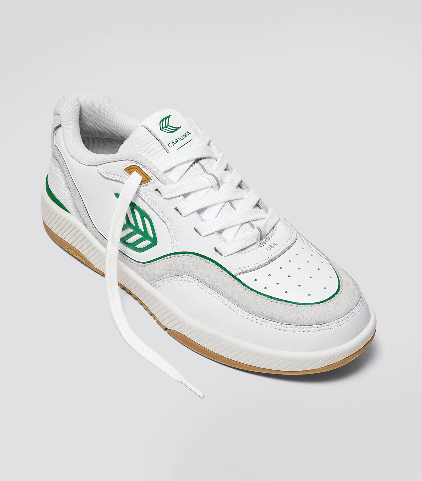 UBA Gum White Leather Green Logo Sneaker