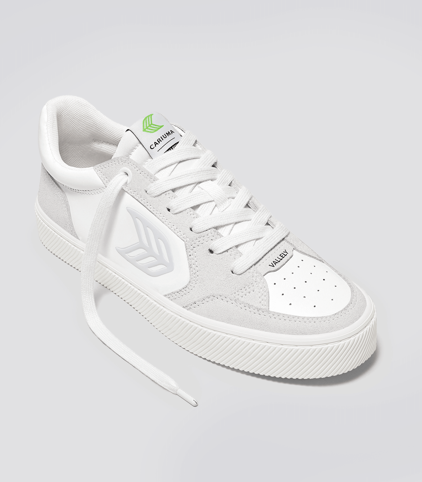 VALLELY White Leather Smoke White Suede Ice Logo Sneaker
