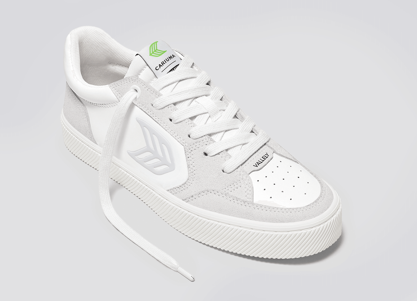 VALLELY White Leather Smoke White Suede Ice Logo Sneaker