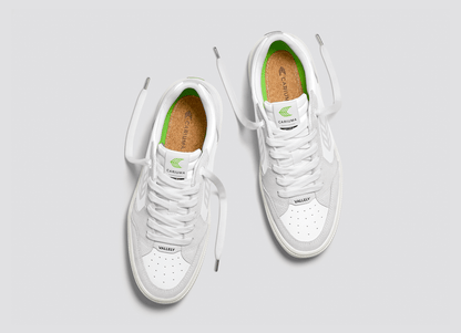 VALLELY White Leather Smoke White Suede Ice Logo Sneaker