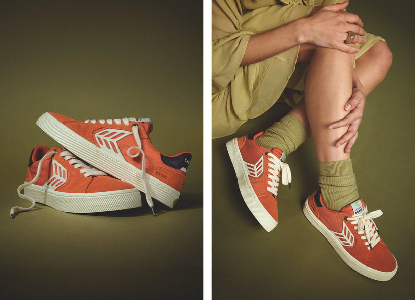 CATIBA PRO 2.0 Burnt Orange Suede and Cordura Ivory Logo Navy Sneaker